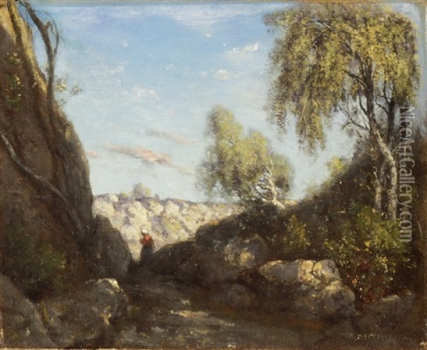 Felsige Baumlandschaft Oil Painting - Henri Joseph Constant Dutilleux