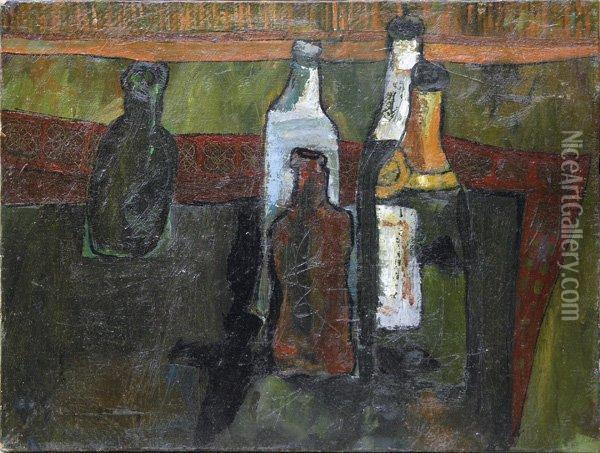 Still Life With Bottles Oil Painting - Master Of The Hartford Still Life