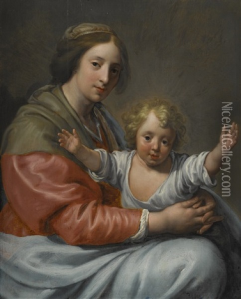 Virgin And Child Oil Painting - Paulus Moreelse