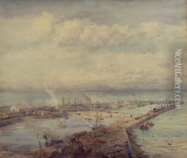Troon Harbour, Cornwall Oil Painting - Charles William Wyllie