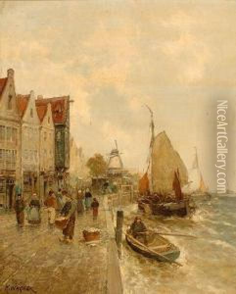 Harbour View Oil Painting - Carl Wagner