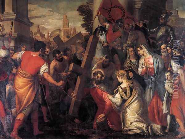 Jesus Meeting Veronica Oil Painting - Carlo Caliari