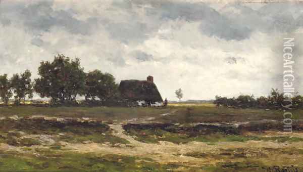 A cottage in the fields Oil Painting - Willem Roelofs