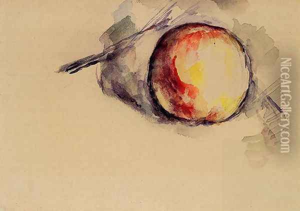 Study Of An Apple Oil Painting - Paul Cezanne