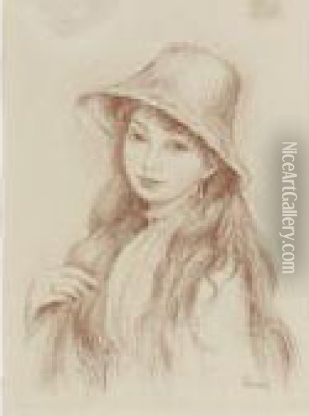 Jeune Fille Au Chapeau Oil Painting - Pierre Auguste Renoir