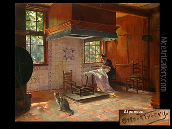 Die Flickerin Oil Painting - Otto Kirberg
