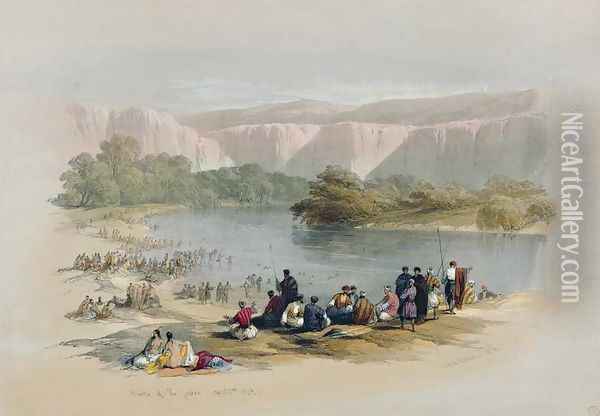 Banks of the Jordan, April 2nd 1839, plate 48 from Volume II of The Holy Land, engraved by Louis Haghe 1806-85 pub. 1843 Oil Painting - David Roberts