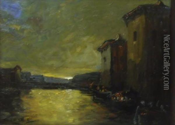 Atardecer En El Canal Oil Painting - Stephen Koek Koek