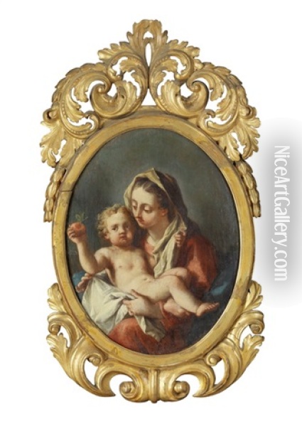 Madonna Mit Kind, Einen Apfel Haltend Oil Painting - Francesco de Mura