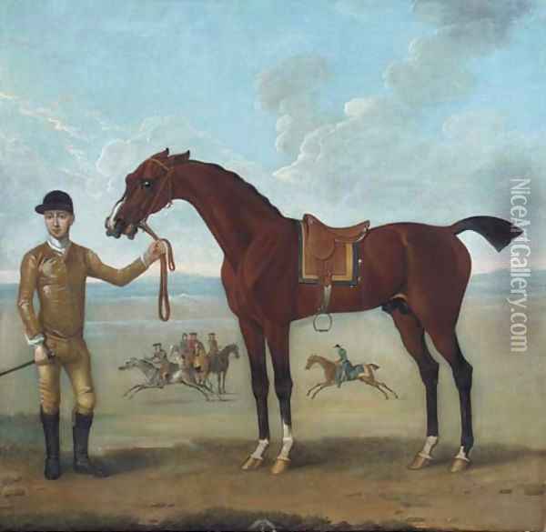 The Duke of Devonshire's Flying Childers held by a jockey Oil Painting - James Seymour