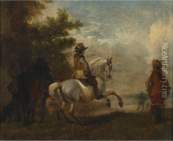 Horsemen On The Lookout Oil Painting - Pieter Wouwermans or Wouwerman