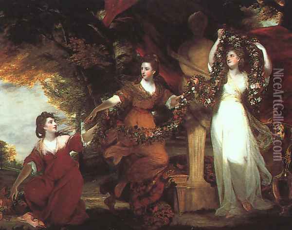 Ladies Adorning a Term of Hymen 1773 Oil Painting - Sir Joshua Reynolds