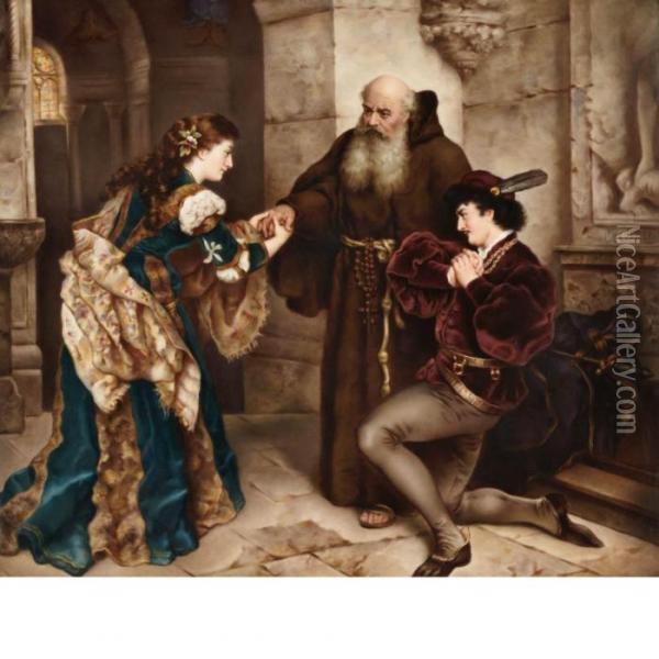 Romeo And Juliet Before Friar Lawrence Oil Painting - Carl Ludwig Friedrich Becker