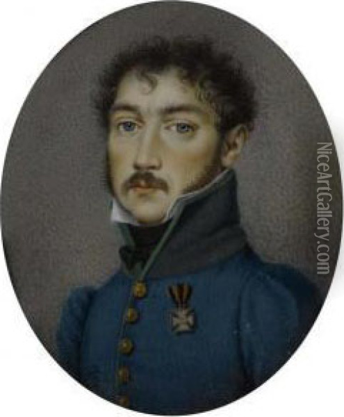 Oval Half-length Portrait Of An Officer Oil Painting - Carl Von Saar