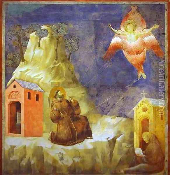 Receiving The Stigmata 1300 Oil Painting - Giotto Di Bondone
