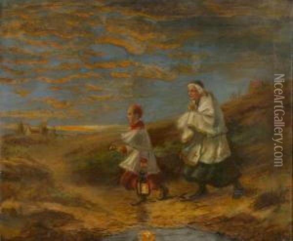 Priest And Choir Boy Oil Painting - Joseph Malachy Kavanagh