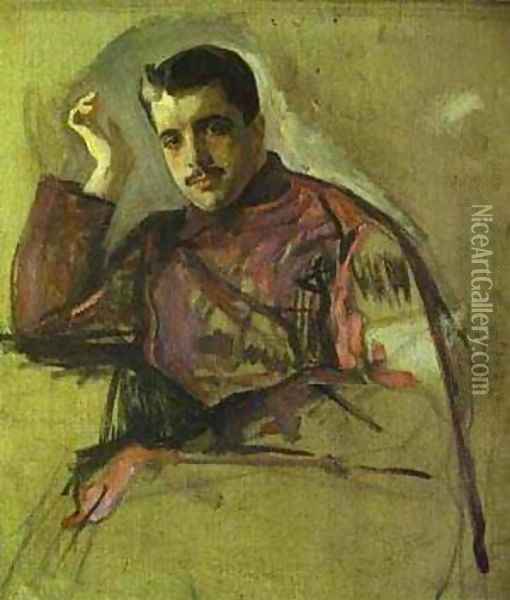 Portrait Of Sergei (Serge) Diaghilev 1904 Oil Painting - Valentin Aleksandrovich Serov