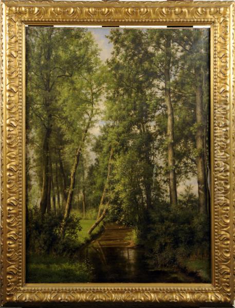 Riviere Dans Un Sous-bois Oil Painting - Alfred Elsen