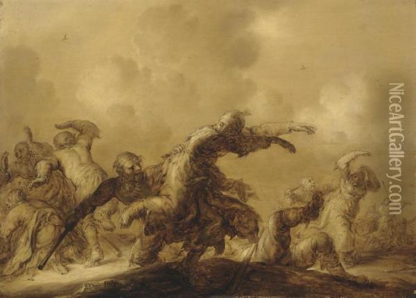 'evitez De Souffrir': Une Dispute De Gueux Oil Painting - Adriaen Pietersz. Van De Venne