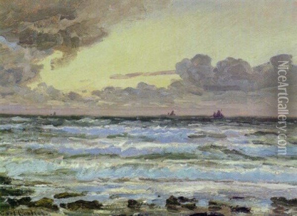 Udsigt Over Havet Oil Painting - Carl Ludvig Thilson Locher