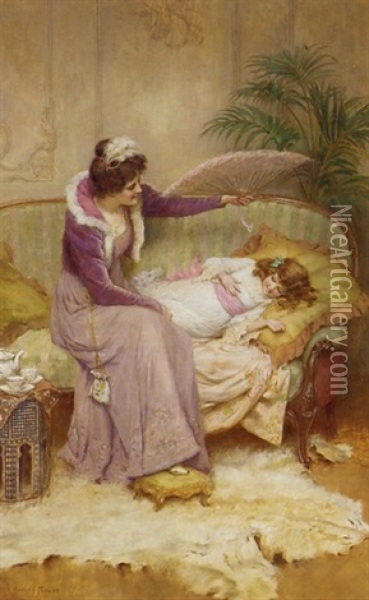 Mother's Comfort Oil Painting - George Sheridan Knowles