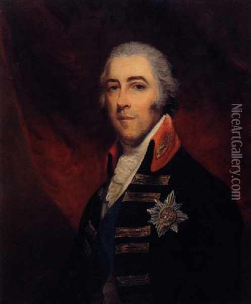 Portrait Of John, Earl Of Chatham, In Naval Uniform And Wearing The Order Of The Garter Oil Painting - Sir John Hoppner