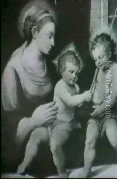 Madonna And Child With Saint John Oil Painting - Giovanni Battista Ramenghi