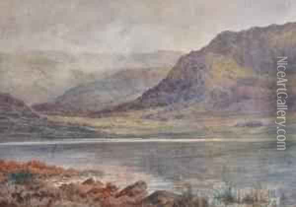 Welsh Mountain Landscape Oil Painting - John Cuthbert Salmon