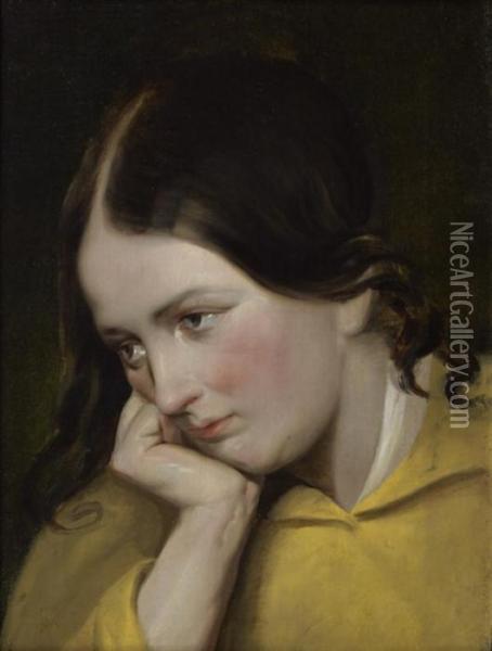 Jeune Femme Pensive Oil Painting - Friedrich Ritter von Amerling