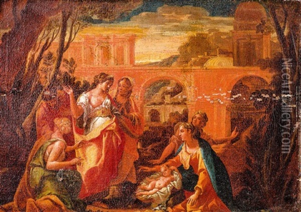Die Auffindung Mose Oil Painting - Nicolas Poussin
