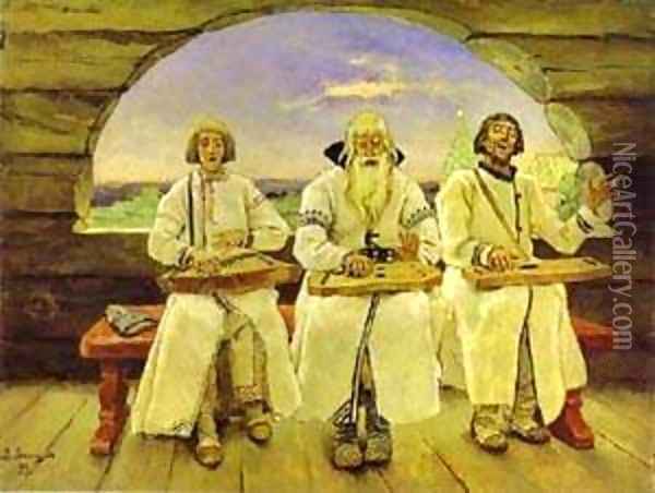 Dulcimer Players 1899 Oil Painting - Viktor Vasnetsov