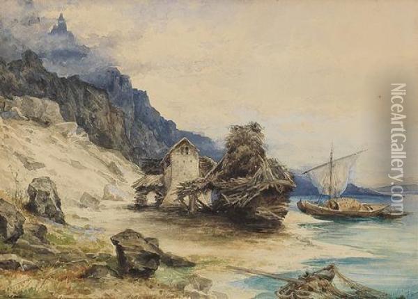 Lago Di Como Oil Painting - Leopoldina Borzino