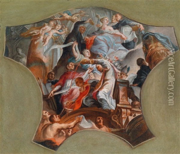Allegorie Des Glaubens (die Reinigung Der Armen Seelen Im Fegefeuer) Oil Painting - Christian (Johann C. Thomas) Winck