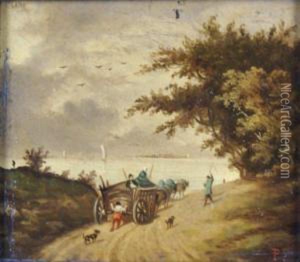 Charrette Sur Un Chemin Pres De Lamare Oil Painting - E. Pages
