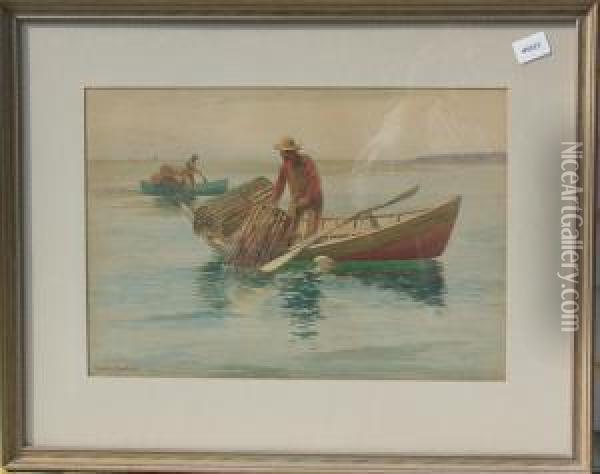 Hauling In Thetraps Oil Painting - Charles George Copeland