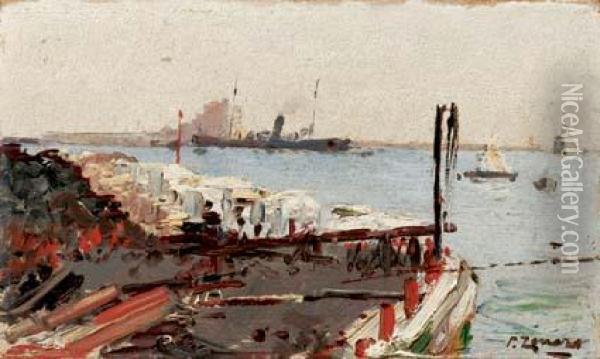 Molo - 1904 Oil Painting - Fausto Zonaro