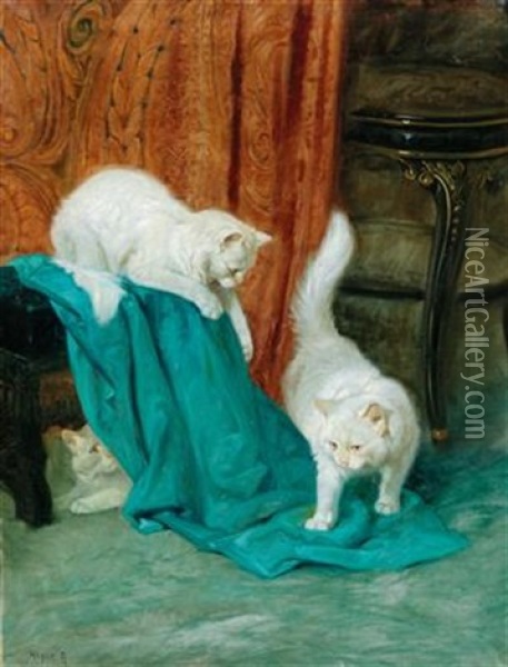 Cats Playing Oil Painting - Arthur Heyer