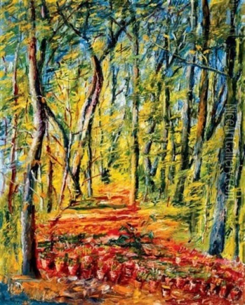 Erdei Ut (forest Path) Oil Painting - Andor Basch