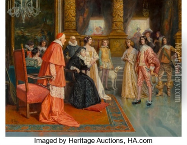 Meeting Of William Ii Of Orange And Mary Stuart, Princess Royal With Marie De Medici Oil Painting - Antonio Zoppi