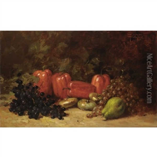 Natura Morta Con Frutta E Verdura (pair) Oil Painting - Riccardo Pellegrini