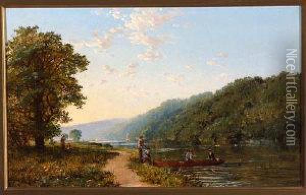 Near Pangbourne - On The Thames Oil Painting - A. Niemann
