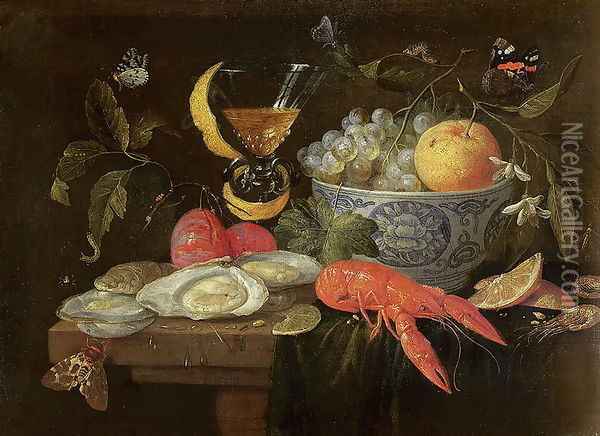 Still Life with Fruit and Shell Fish Oil Painting - Jan van Kessel