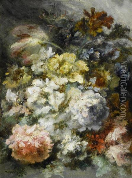 Bright Floral Arrangement. Oil Painting - Narcisse Virgilio Diaz De La Pena