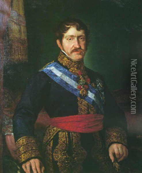 Retrato Del Pretendiente Carlista D. Carlos Maria Isidro De Borbon Parma Oil Painting - Vicente Lopez y Portana
