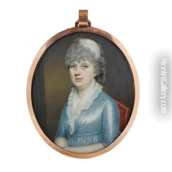 Portrait Miniature Of A Lady Oil Painting - John Jukes