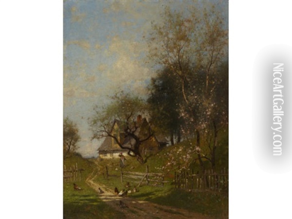 On The Road To The Farmhouse Oil Painting - Alfred Cornelius Howland