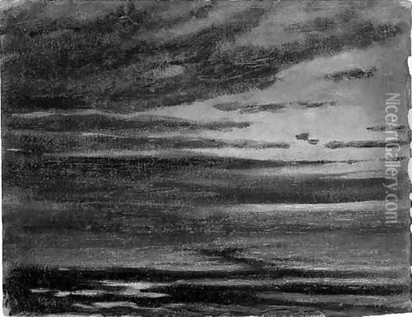 A seascape at twilight Oil Painting - Paul Huet