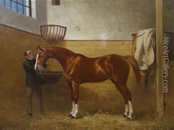 Horse And His Groom Oil Painting - Alfred F. De Prades