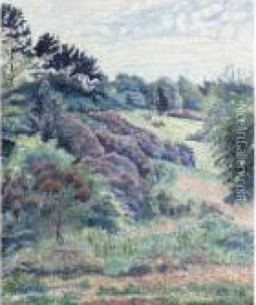 Rhododendrons, Hawkchurch Oil Painting - Lucien Pissarro
