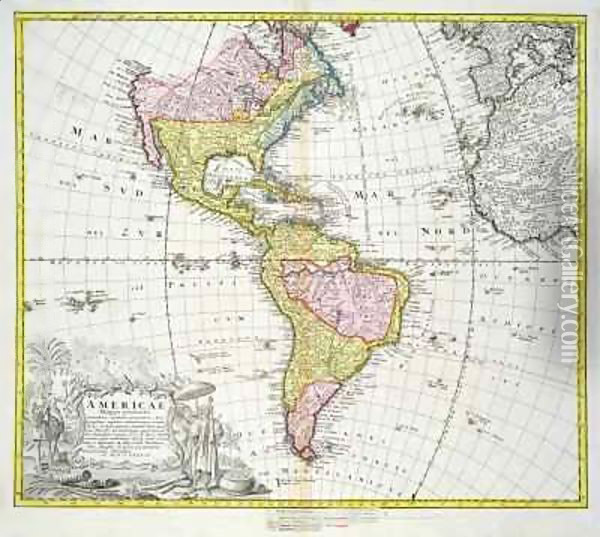 Map of the Americas Oil Painting - A. Gottlieb Boehm